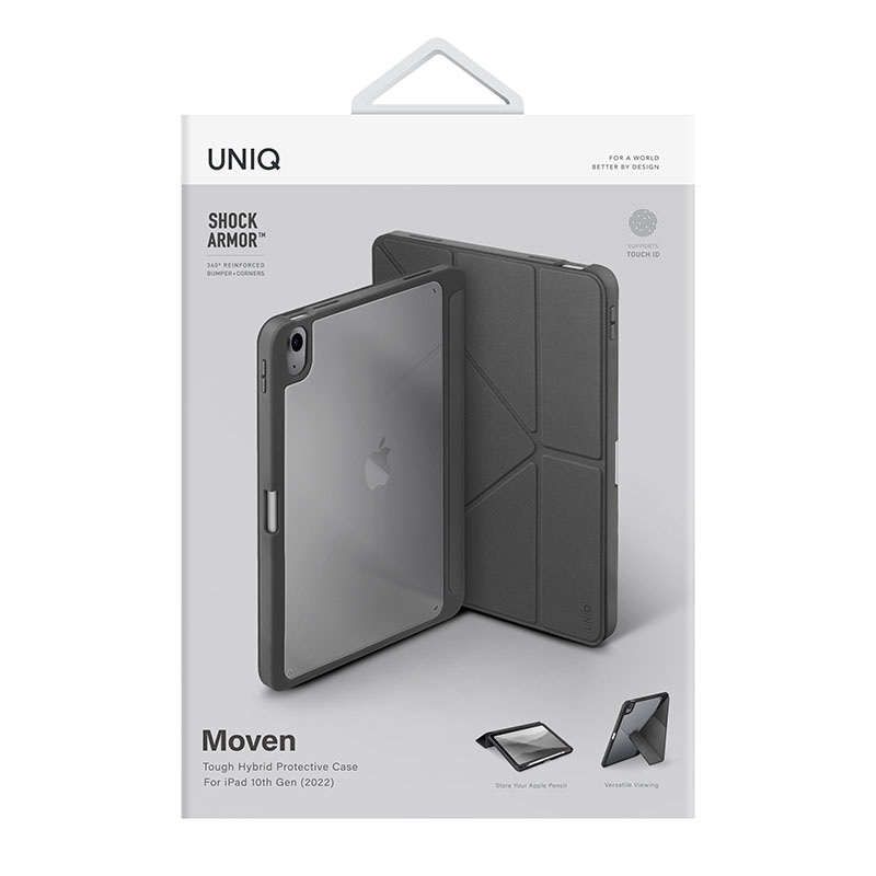 UNIQ Moven Case for iPad 10th Gen (2022) 10.9’ - Charcoal (Grey)