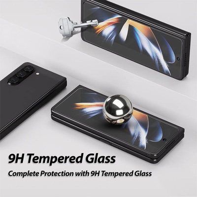 Whitestone Dome Glass for Samsung Galaxy Z Fold 5 Full Tempered Glass Shield with Liquid Dispersion Tech (Easy Kit Included) Pack of 2 with UV