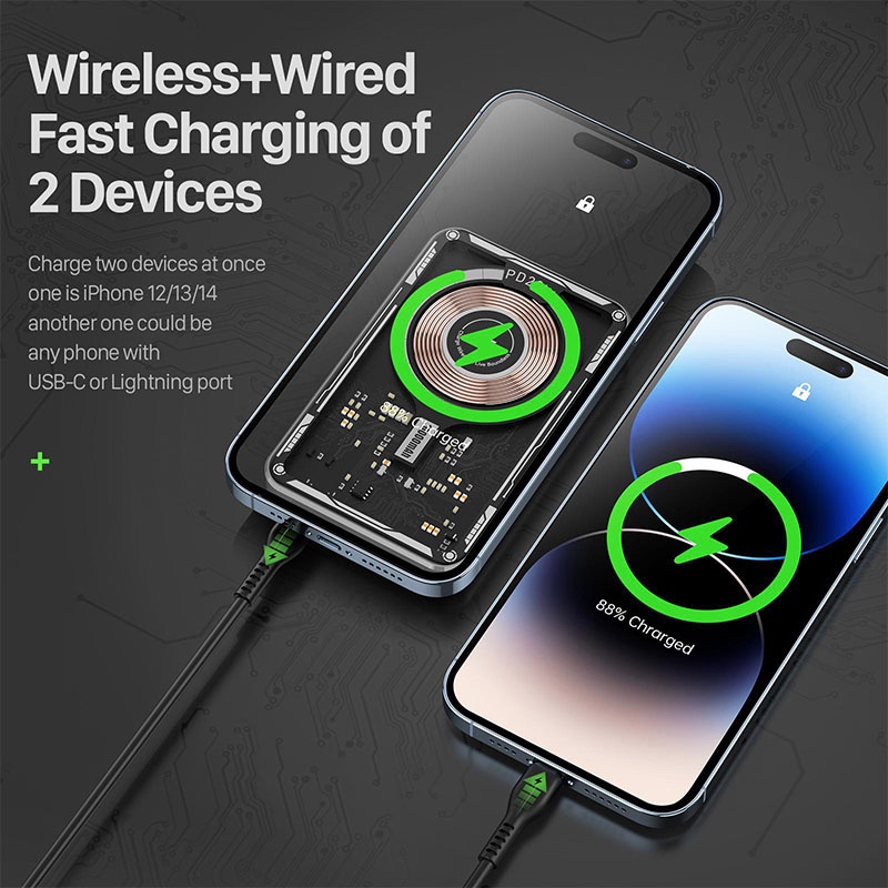 PD 20W Transparent Magnetic Magsafe Compatible Wireless Power Bank 10,000mAh - W12