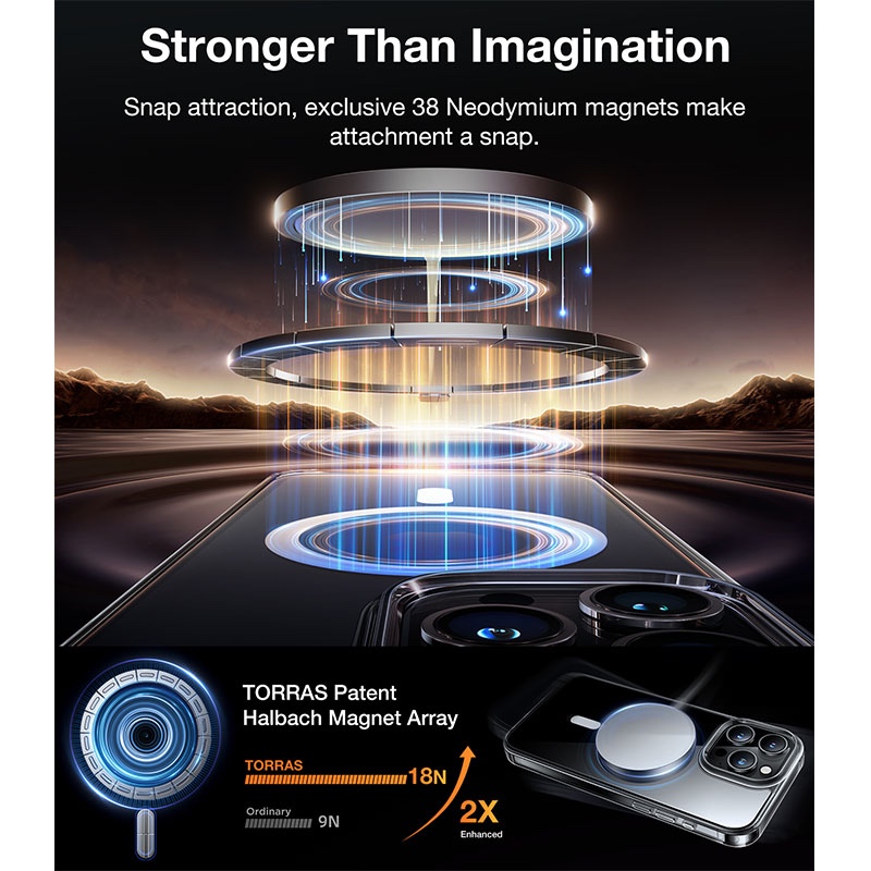 Torras Diamond-Mag Series Magsafe Compatible Phone Case for iPhone 15 Pro Max 6.7? – Navy Blue