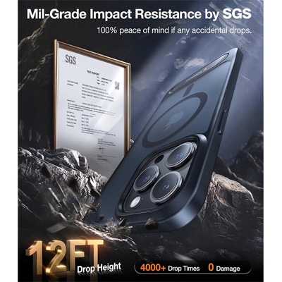 Torras UPRO Pstand Series Magsafe Compatible Phone Case for iPhone 15 Pro 6.1? – Black - X00FX0383