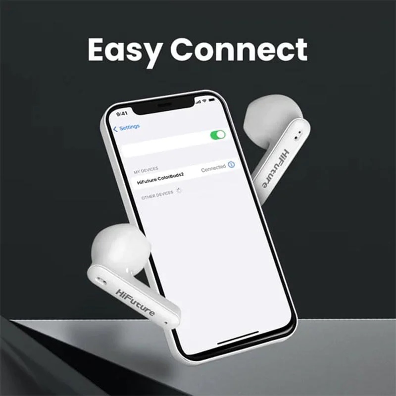 HiFuture ColorBuds2 True Wireless Earphone Bluetooth 5.3, Smart Tap, IPX 5, 20 Hours Playtime - White