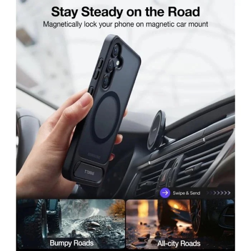 Torras UPRO Pstand Series Magsafe Compatible Phone Case for Samsung Galaxy S24 – Black