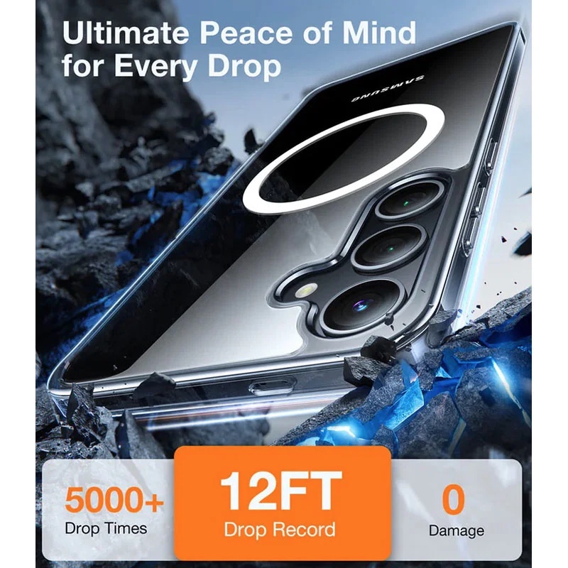 Torras Diamond-Mag Series (MagSafe Compatible) Phone Case for Samsung Galaxy S24 – Clear