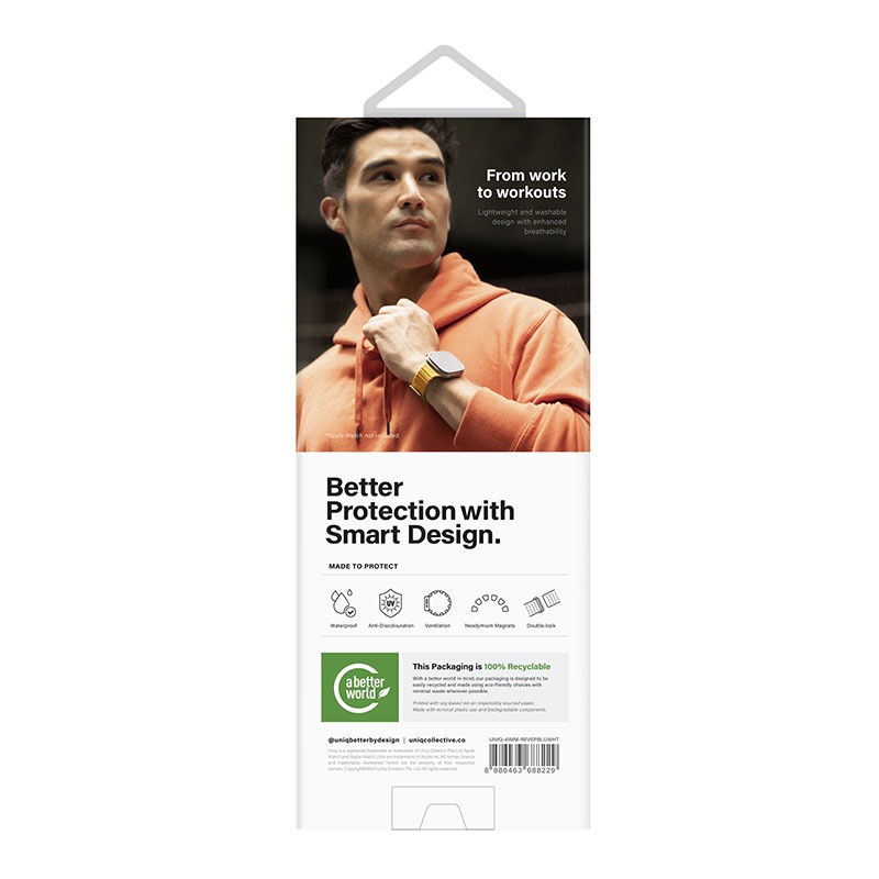 UNIQ Revix Evo Reversible Magnetic Apple Watch Strap for Series 1-10, SE/SE2 41/40/42MM – Powder Blue / White