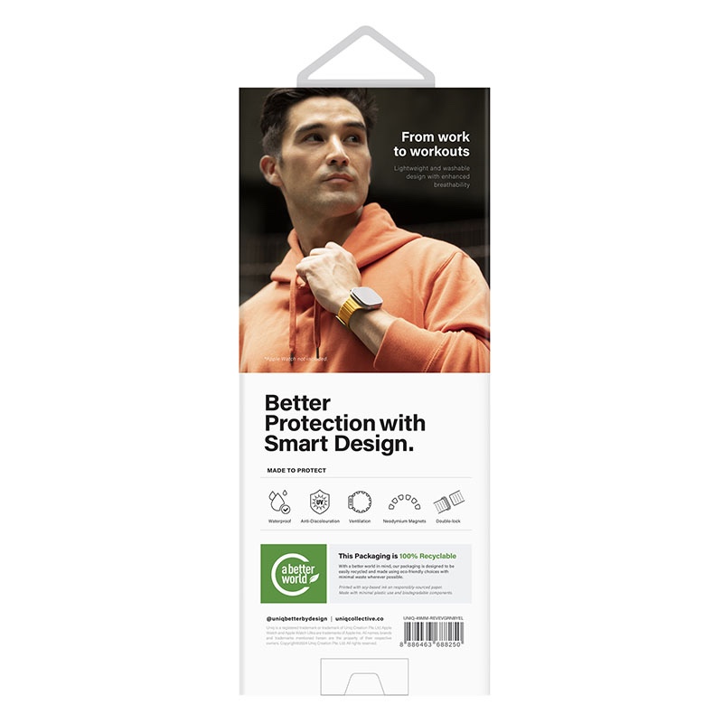 UNIQ Revix Evo Reversible Magnetic Apple Watch Strap for Series 1-10, SE/SE2 & Watch Ultra 49/45/44/46MM – Green / Yellow