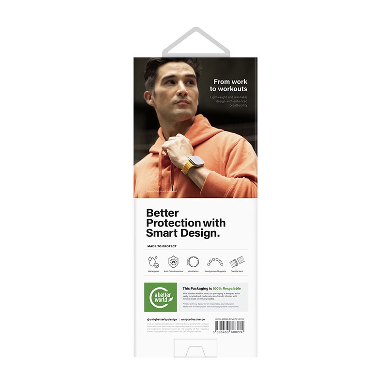 UNIQ Revix Evo Reversible Magnetic Apple Watch Strap for Series 1-10, SE/SE2 & Watch Ultra 49/45/44/46MM – Pink / Ivory