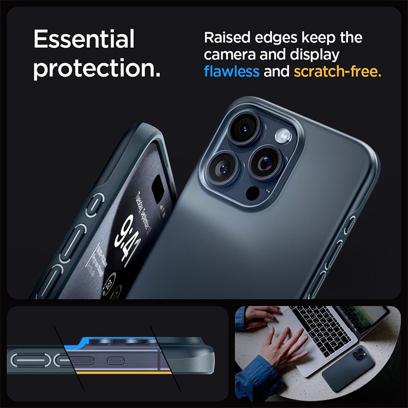 Spigen Thin Fit Phone Case for iPhone 15 Pro Max – Metal Slate