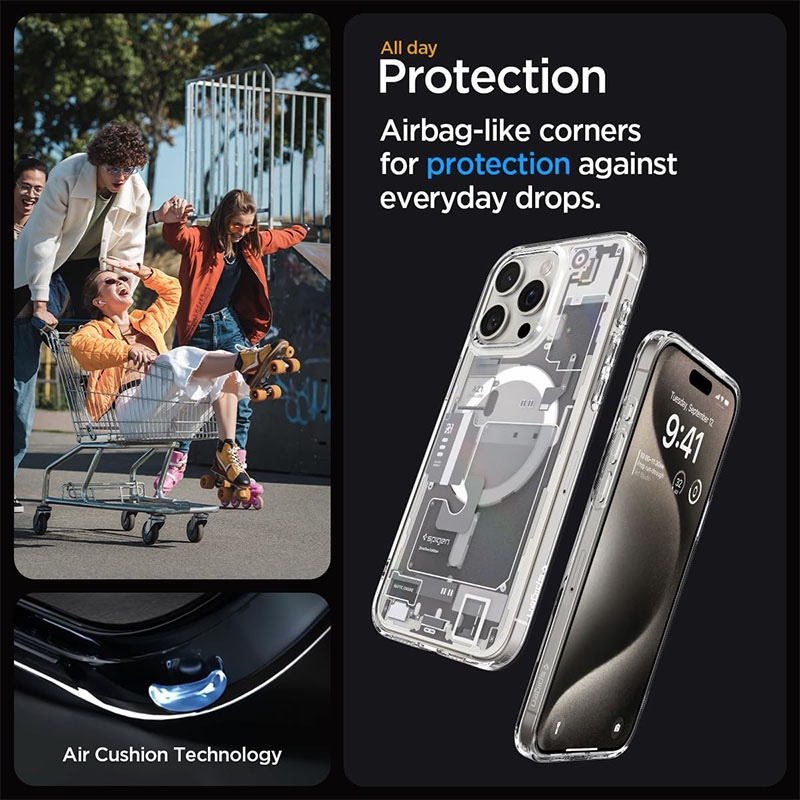 Spigen Ultra Hybrid Magfit MagSafe Compatible Phone Case for iPhone 15 Pro – Zero One White