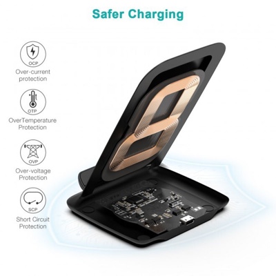 Choetech 15W Fast Wireless Charger Stand + 1.2m Cable – Black – T555-F