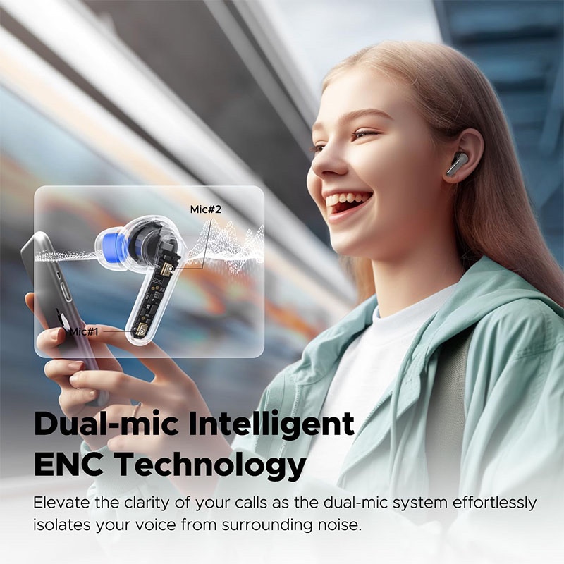 SoundPEATS Clear True Wireless Inexpensive Earbuds, Bluetooth 5.3 12mm, 2 Mic with ENC, Clear Calls with Deep Bass, Game Mode, 40H, IPX4, APP Customize EQ - Black