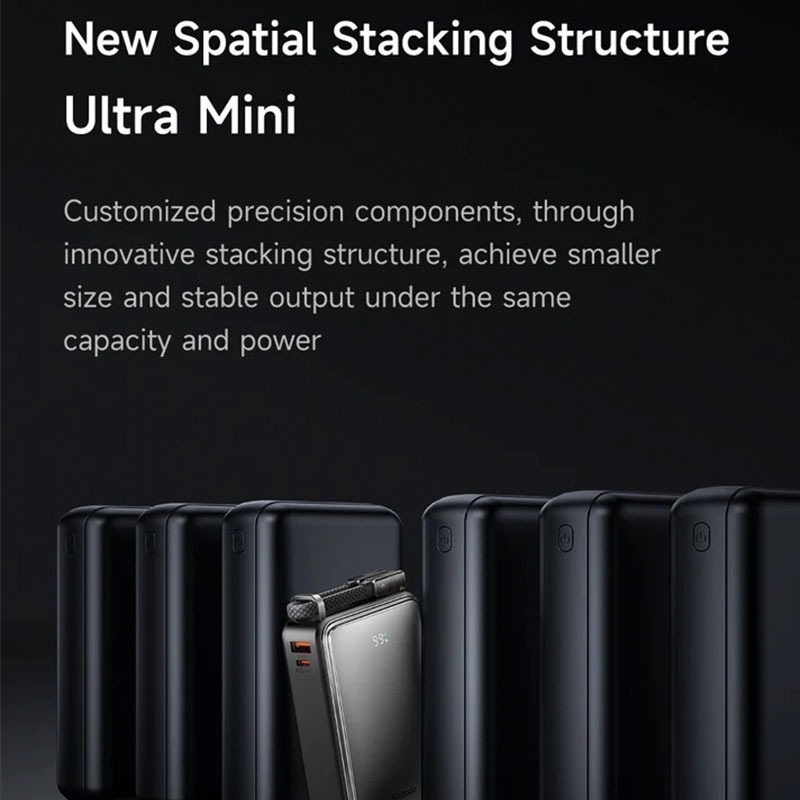 Mcdodo 67W 20,000 maH Power Bank with Built-in Cables, Digital Display, 2C+1A - MC4331 - Black