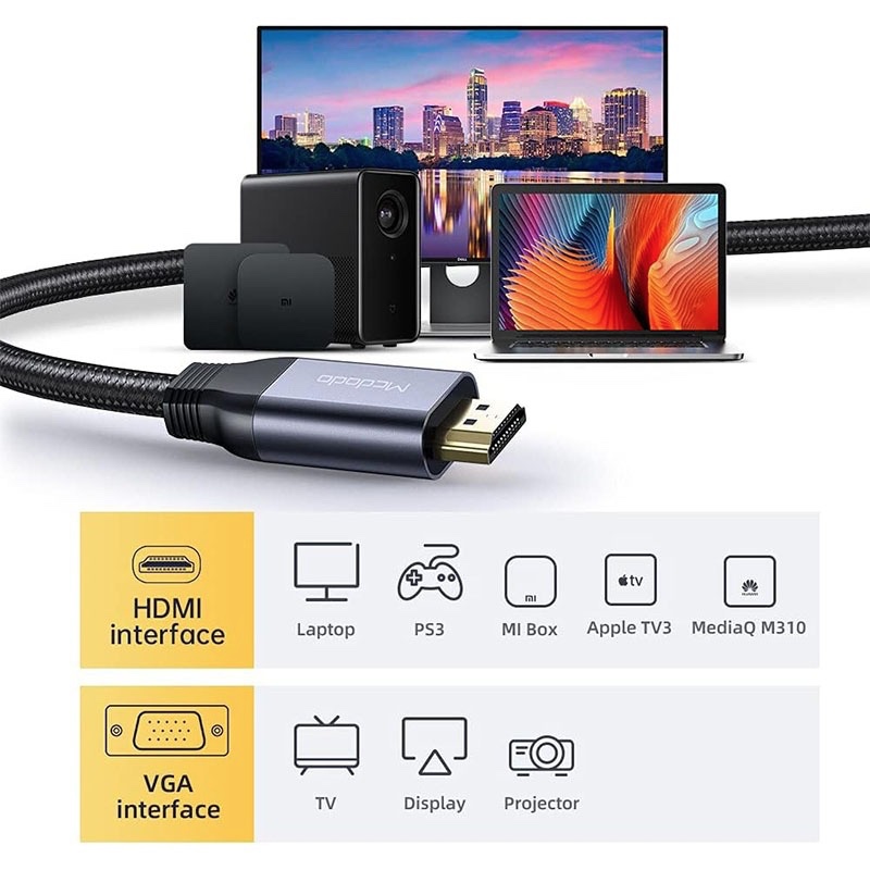 Mcdodo HDMI to VGA Cable 1080P High Definition 2m - CA-7770