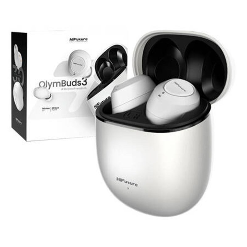 Hifuture OlymBuds 3 True Wireless Earphones with Bluetooth 5.3, 25H, 6mm Drivers, Super Bass - White