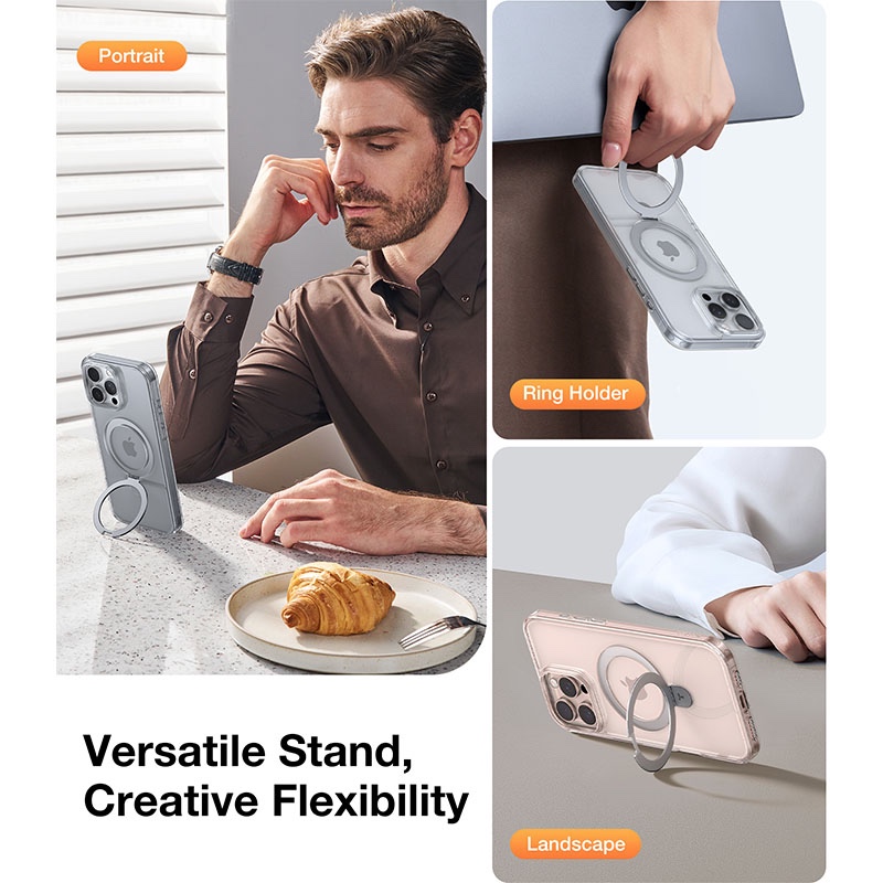 Torras UPRO Ostand Clear Series Magsafe Compatible Phone Case for iPhone 16 Pro Max – Clear