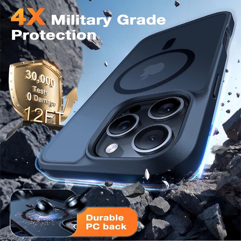 Torras Guardian Magnetic Series Magsafe Compatible Phone Case for iPhone 16 Pro – Black