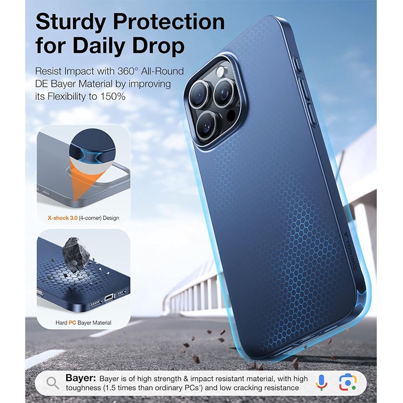 Torras Ultra SlimFit Mag Series MagSafe Compatible Case for iPhone 16 Pro Max – Navy Blue