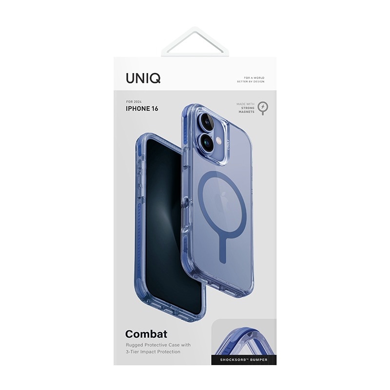 Uniq Combat MagClick MagSafe Charging Compatible Phone Case for iPhone 16 – Blue