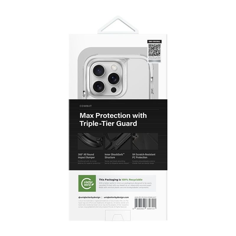 Uniq Combat MagClick MagSafe Charging Compatible Phone Case for iPhone 16 Pro – Clear