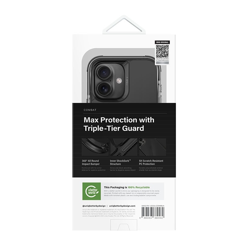 Uniq Combat MagClick MagSafe Charging Compatible Phone Case for iPhone 16 Pro Max – Black