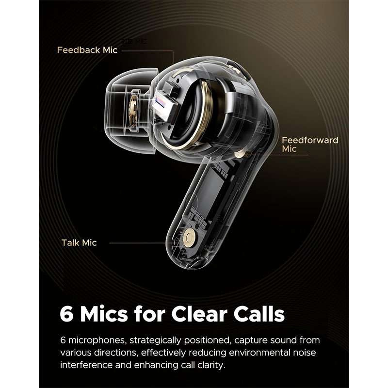 SoundPEATS Capsule3 Pro+ Wireless Earbuds with Adaptive Noise Cancelling, Hi-Res HiFi Stereo Sound with xMEMS Speaker, ANC , LDAC, 6 Mic 43H Playtime - Black