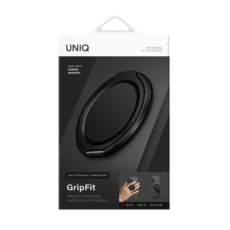 Uniq Gripfit Premium Magnetic 360 Mount with Kickstand for Phones – Carbon Black