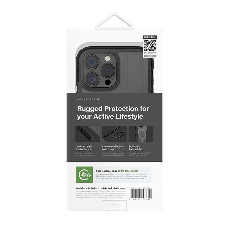 UNIQ Combat Active MagSafe Compatible Phone Case for iPhone 16 Pro Max - Black