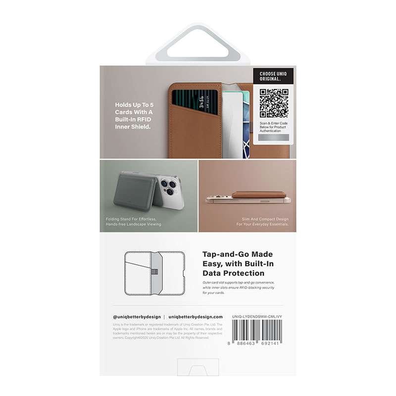 Uniq Lyden DS RFID-Blocking Magnetic Wallet - Caramel