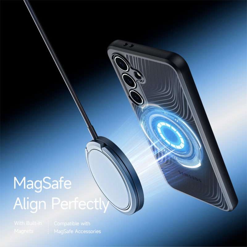 Aimo Mag Series MagSafe Compatible Phone Case for Samsung Galaxy S24 FE – Transparent Black