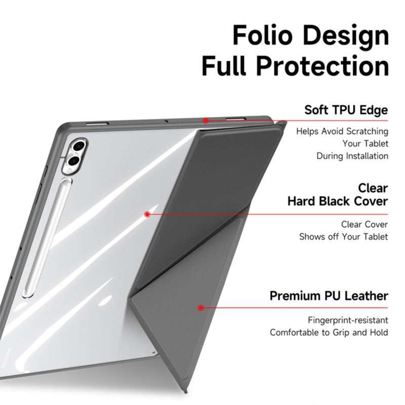 Dux Smart Folio Case with Pencil Holder for Samsung Tab S10 Ultra/S9 Ultra/S8 Ultra – Black