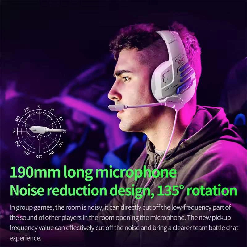 PLEXTONE G700 3.5mm AUX Wired Gaming Headphones with Noise Reduction Microphone HiFi Sound - Grey