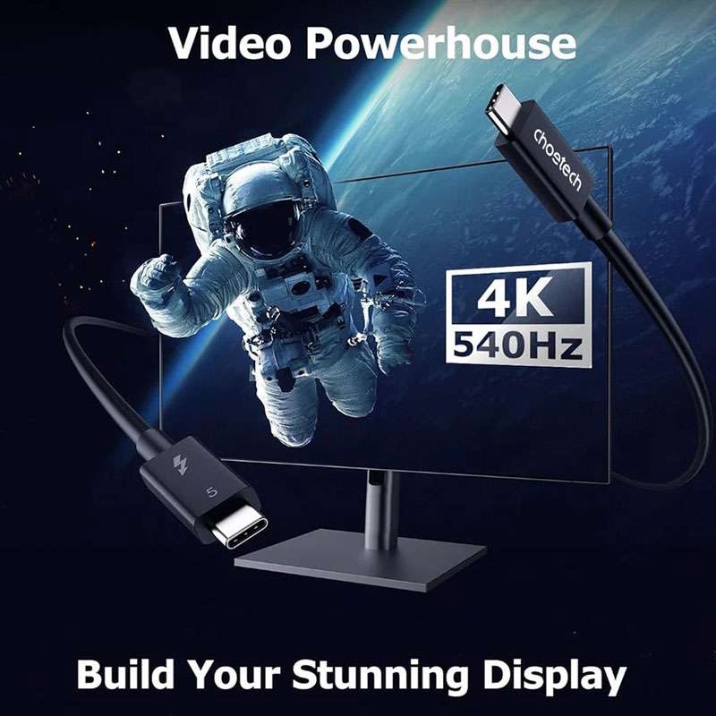 Choetech 240W Thunderbolt 5 Type-C to Type-C High Speed 8K Cable - Black