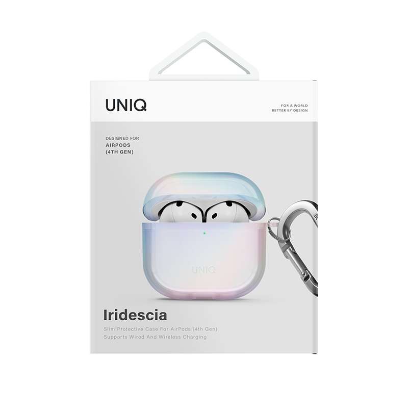 Uniq Iridescia Holographic Case for Apple AirPods 4th Gen with Carabiner - Holo Quartz