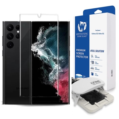 Whitestone [Dome Glass] For Samsung Galaxy S22 Ultra Tempered Glass Screen Protector – Liquid Dispersion Tech – Single Pack with UV