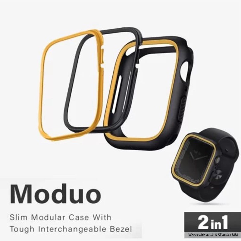 UNIQ MODUO Tough Modular Case for Apple Watch Series 4/5/6/7/8/9 SE/SE2 (41/40MM) - Midnight (Black/Mustard)