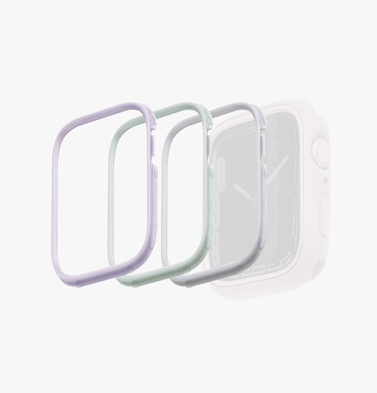 UNIQ MODUO 3-IN-1 PC Bezel Protector Bundle for Apple Watch Series 4/5/6/7/8/9 SE/SE2 41/40MM - Sage/Lilac/White