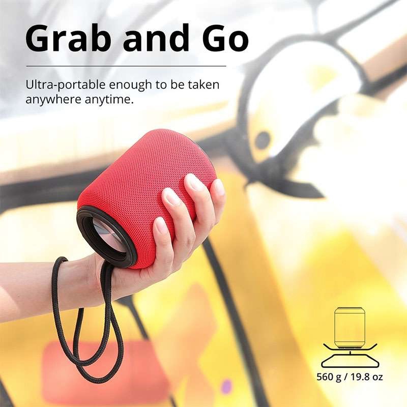 Tronsmart T6 Mini Upgraded Bluetooth Speaker TWS Speakers IPX6 Wireless Portable Speaker with 360 Degree Surround Sound, Voice Assistant - RED