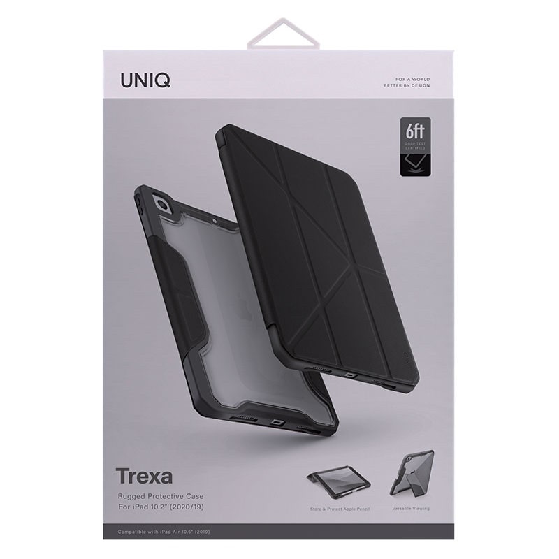 UNIQ TREXA iPad 10.2 (7/8/9 Gen) (2021/2020/2019) Antimicrobial Case - Ebony (Black)