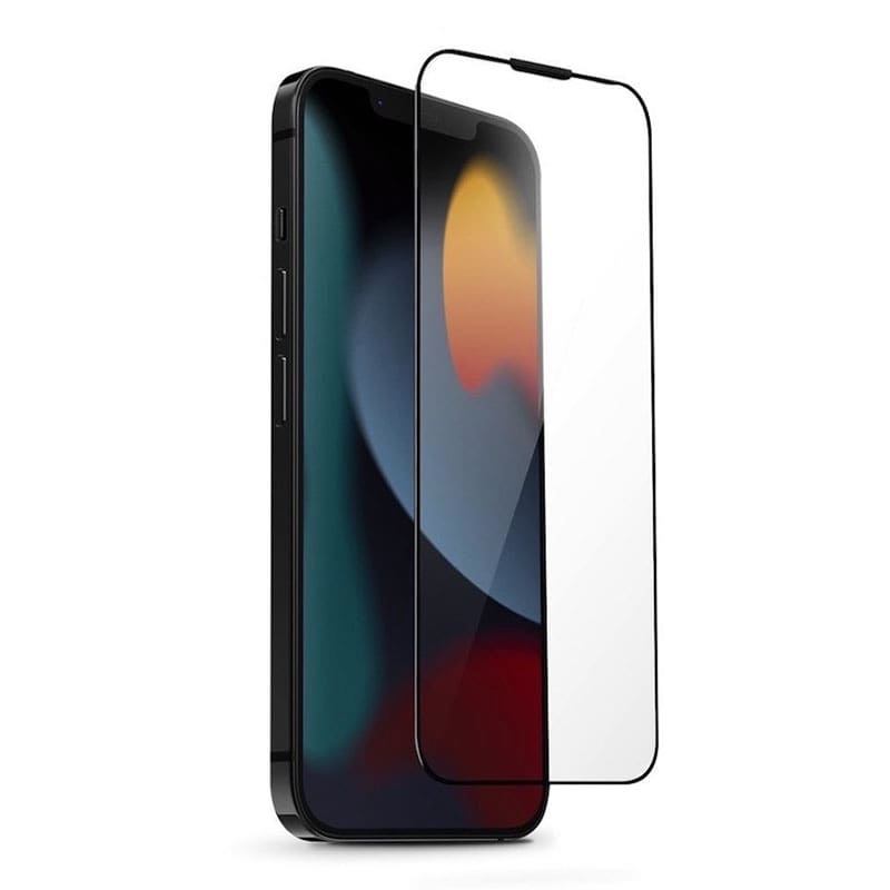 Uniq Optix Vivid Pro Full Cover Tempered Glass for iPhone 14/13/13 Pro and 16E with tray - Clear/Black