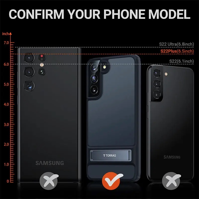 Torras MarsClimber Series Phone Case For Samsung Galaxy S22 Plus Case - Black