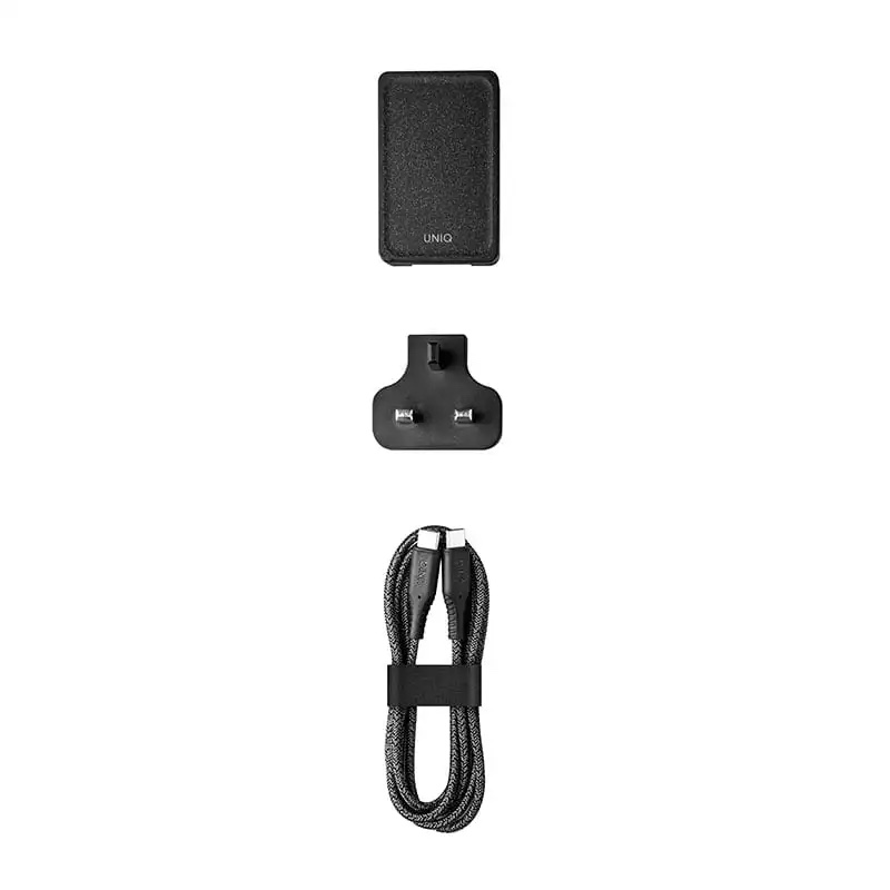 UNIQ VERSA Slim Kit USB-C PD 18W Wall Charger With USB C Cable (UK/US Plug) - Charcoal (Black)