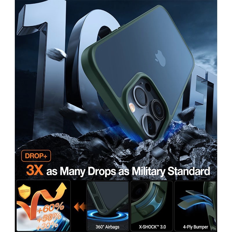 Torras Guardian Series Phone Case for iPhone 14 Pro Max 6.7 Inch - Dark Green