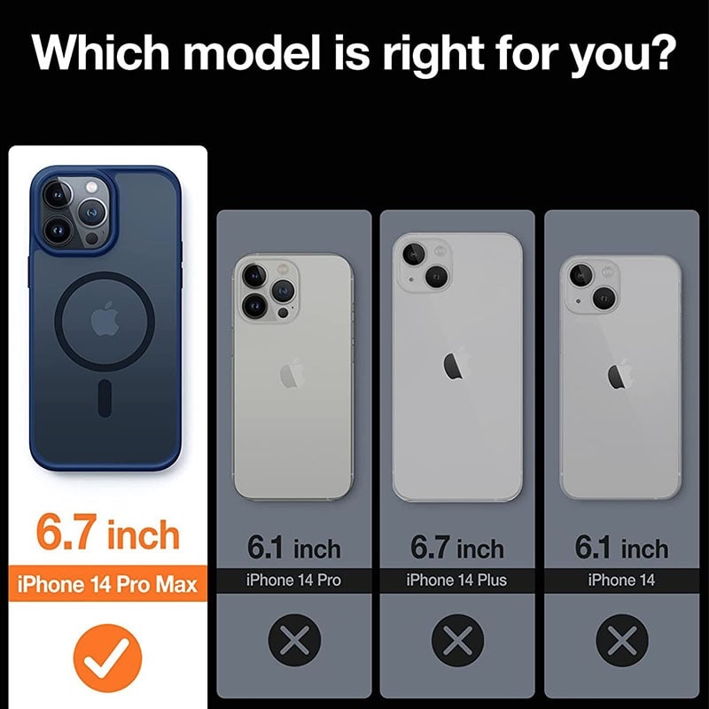Torras Magnetic Guardian Series Phone Case for iPhone 14 Pro Max 6.7 Inch - Navy Blue
