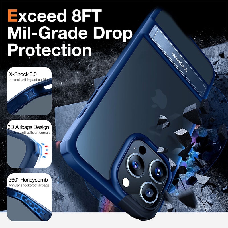 Torras Mars Climber Series Phone Case for iPhone 14 Pro 6.1 Inch - Navy Blue