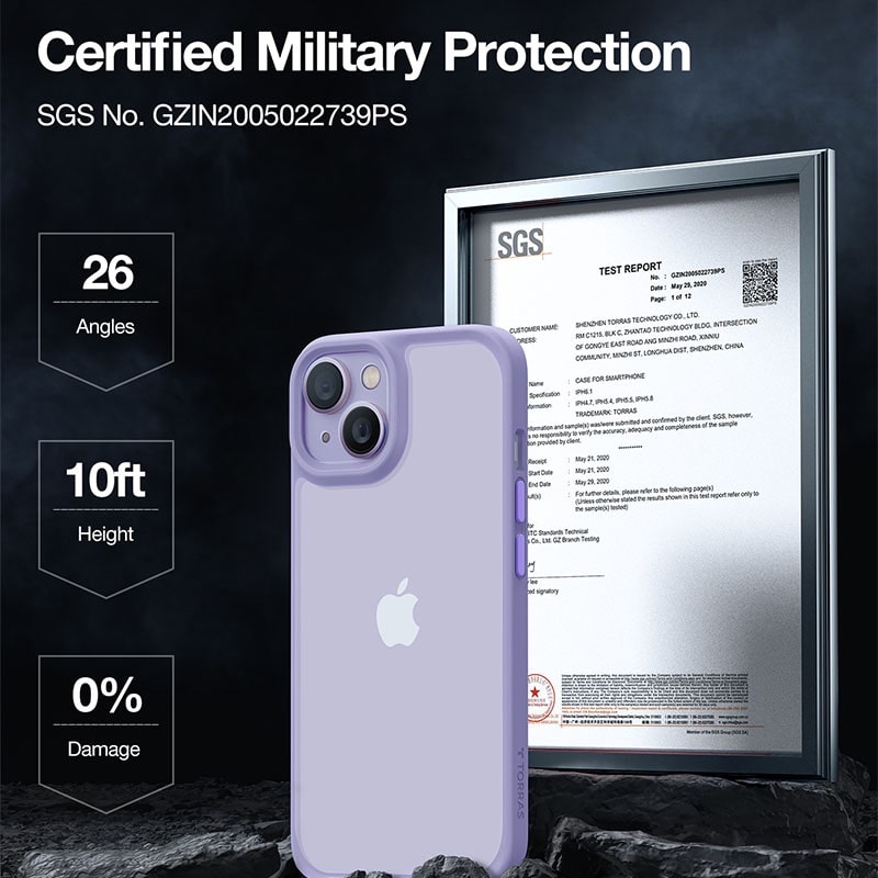 Torras Guardian Series Phone Case for iPhone 14 6.1 Inch - Light Purple