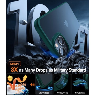 Torras Guardian Series Phone Case for iPhone 14 6.1 Inch - Dark Green