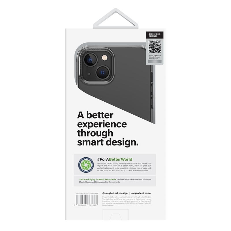 UNIQ Air Fender Phone Case for iPhone 14 - Smoked (Grey Tinted)