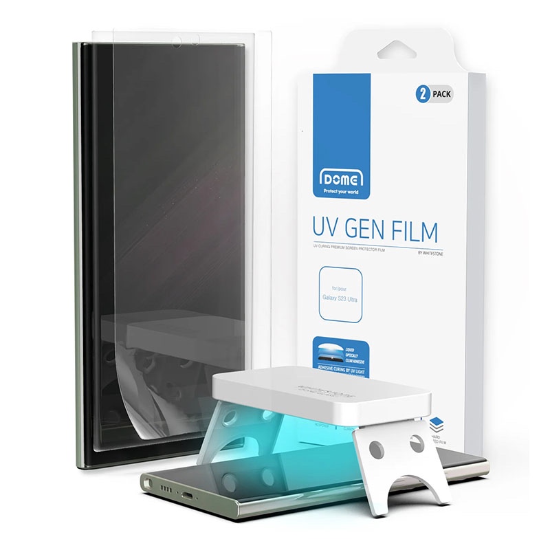 Whitestone Dome UV GEN Film For Samsung Galaxy S23 Ultra Hard Coated Film Screen Protector with UV light - 2 Pack of Film