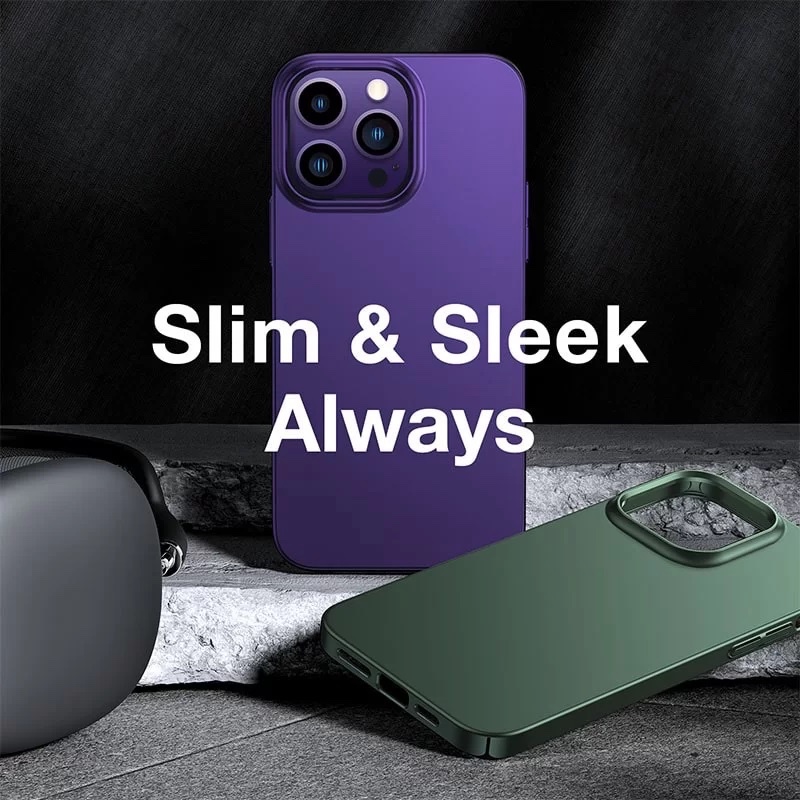 Torras Decency Series Phone Case with [2-Pack] Clear Tempered Glass Protector for iPhone 14 Pro - Deep Purple - X001LII1DI