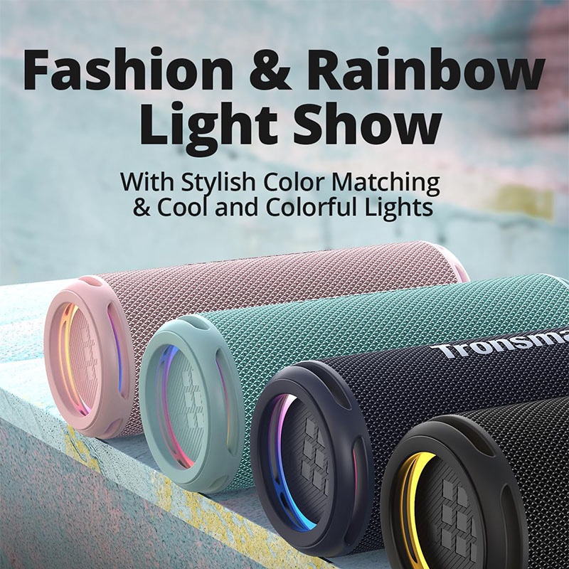 Tronsmart T7 Lite Bluetooth Speaker Portable Enhanced Bass with 24 Hours Playtime, APP Control, IPX7 Waterproof for Camping - Black